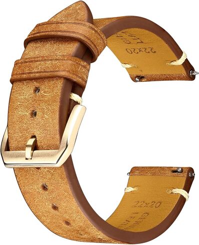 Leather Watch Straps with Quick Release, Italian Top Grain Sanded Calfskin Watch Bands, Hand-Stitched Vintage Style Watchband Replacements for Men, Women 18mm 19mm 20mm 21mm 22mm 23mm 24mm in Saudi Arabia