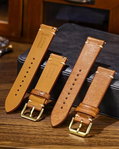 Leather Watch Straps with Quick Release, Italian Top Grain Sanded Calfskin Watch Bands, Hand-Stitched Vintage Style Watchband Replacements for Men, Women 18mm 19mm 20mm 21mm 22mm 23mm 24mm in Saudi Arabia