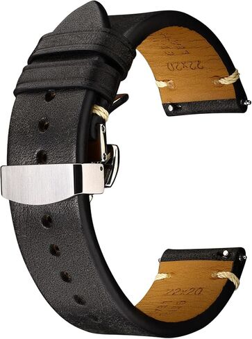 Leather Watch Straps with Quick Release, Italian Top Grain Sanded Calfskin Watch Bands, Hand-Stitched Vintage Style Watchband Replacements for Men, Women 18mm 19mm 20mm 21mm 22mm 23mm 24mm in Saudi Arabia
