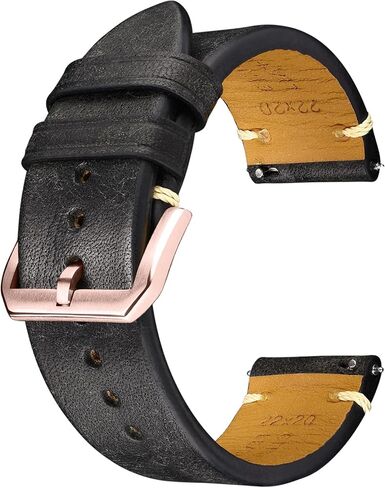 Leather Watch Straps with Quick Release, Italian Top Grain Sanded Calfskin Watch Bands, Hand-Stitched Vintage Style Watchband Replacements for Men, Women 18mm 19mm 20mm 21mm 22mm 23mm 24mm in Saudi Arabia