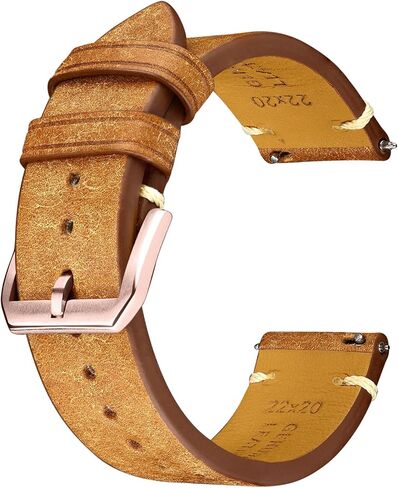Leather Watch Straps with Quick Release, Italian Top Grain Sanded Calfskin Watch Bands, Hand-Stitched Vintage Style Watchband Replacements for Men, Women 18mm 19mm 20mm 21mm 22mm 23mm 24mm in Saudi Arabia