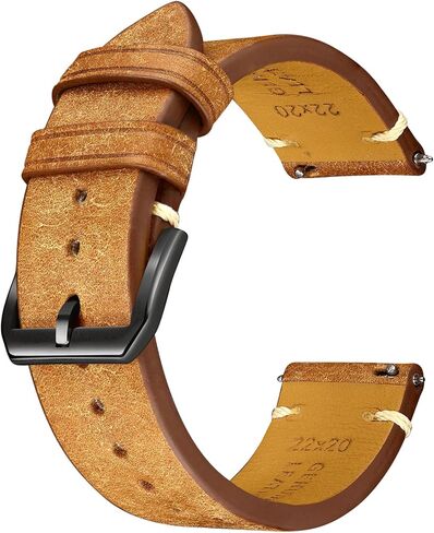 Leather Watch Straps with Quick Release, Italian Top Grain Sanded Calfskin Watch Bands, Hand-Stitched Vintage Style Watchband Replacements for Men, Women 18mm 19mm 20mm 21mm 22mm 23mm 24mm in Saudi Arabia