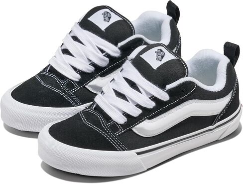Vans Big Kids' Knu Skool Shoe | '90s Retro Puffy Low-Top Fashion Sneakers for Boys & Girls, Black/True White, 3.5 in Saudi Arabia