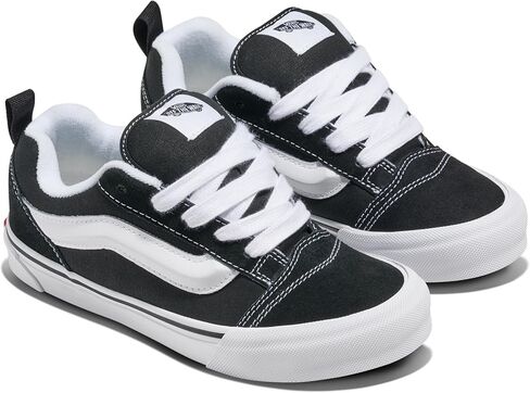 Vans Big Kids' Knu Skool Shoe | '90s Retro Puffy Low-Top Fashion Sneakers for Boys & Girls, Black/True White, 3.5 in Saudi Arabia