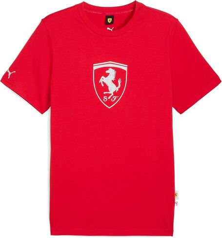 ملابس رياضية للرجال من PUMA Scuderia Ferrari بشعار Tonal Shield برقبة دائرية وأكمام قصيرة كاجوال - أحمر in Saudi Arabia
