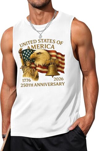 250th Anniversary USA Shirt for Men Patriotic Bald Eagle Tank Tops 4th of July T-Shirt Memorial Day Tops in Kuwait