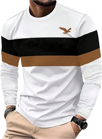SOLY HUX Men's Color Block Graphic Tees Long Sleeve Crew Neck T Shirt Casual Fall Tops in Saudi Arabia