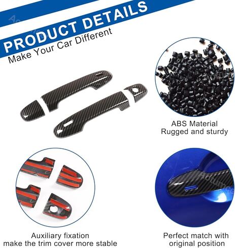 غطاء مقبض الباب الخارجي متوافق مع Toyota 86/ Subaru BRZ 2012-2024 2025 2026 ملحقات واقيات غطاء مقبض الباب الخارجي مع فتحتين ذكيتين (حبيبات ألياف الكربون) in Kuwait