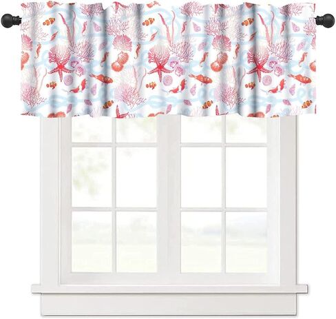Leaf Valances Curtains Tropical Palm Leaves Flowers Window Treatment Valances Short Curtains Rod Pocket Drape for Dining Room Kitchen Home Farmhouse Decor, 54x18inch in Kuwait