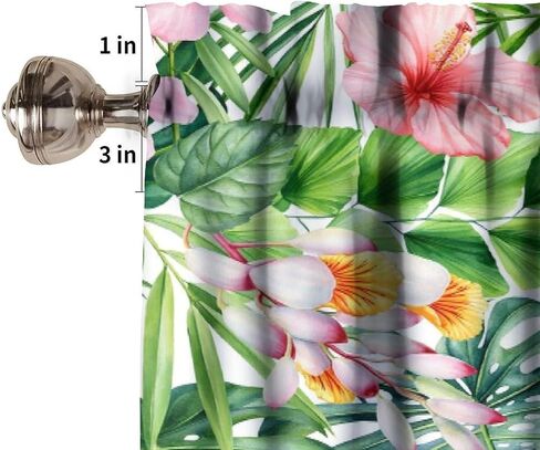 Leaf Valances Curtains Tropical Palm Leaves Flowers Window Treatment Valances Short Curtains Rod Pocket Drape for Dining Room Kitchen Home Farmhouse Decor, 54x18inch in Saudi Arabia
