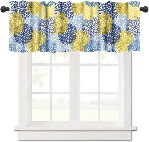 Leaf Valances Curtains Tropical Palm Leaves Flowers Window Treatment Valances Short Curtains Rod Pocket Drape for Dining Room Kitchen Home Farmhouse Decor, 54x18inch in Saudi Arabia