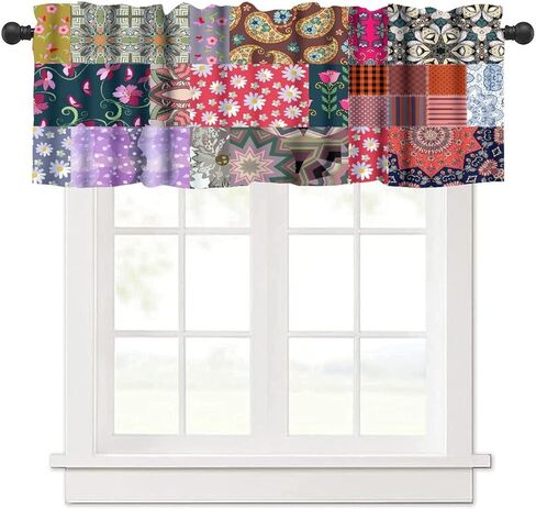 Leaf Valances Curtains Tropical Palm Leaves Flowers Window Treatment Valances Short Curtains Rod Pocket Drape for Dining Room Kitchen Home Farmhouse Decor, 54x18inch in Saudi Arabia