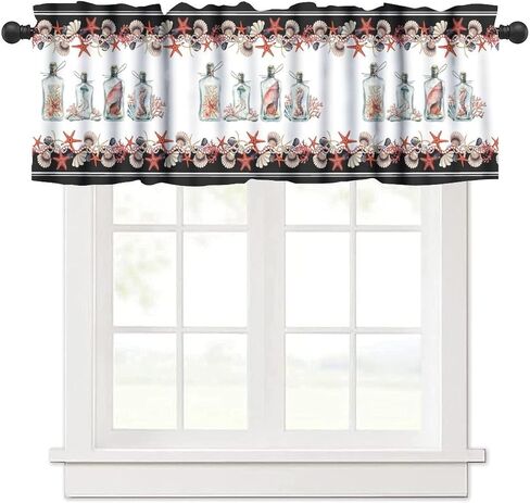 Leaf Valances Curtains Tropical Palm Leaves Flowers Window Treatment Valances Short Curtains Rod Pocket Drape for Dining Room Kitchen Home Farmhouse Decor, 54x18inch in Saudi Arabia