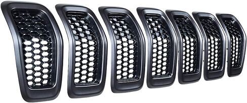 Set 7pcs Front Grille Grill Inserts Honeycomb Mesh Compatible with 2014 2015 2016 2017 2018 Jeep Cherokee in Saudi Arabia
