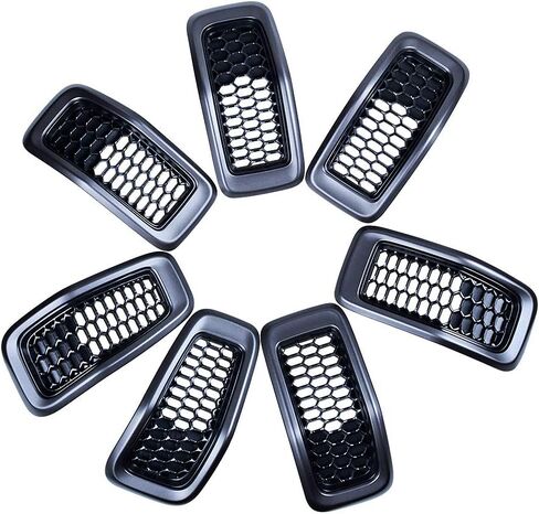 Set 7pcs Front Grille Grill Inserts Honeycomb Mesh Compatible with 2014 2015 2016 2017 2018 Jeep Cherokee in Saudi Arabia
