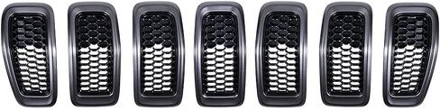 Set 7pcs Front Grille Grill Inserts Honeycomb Mesh Compatible with 2014 2015 2016 2017 2018 Jeep Cherokee in Saudi Arabia