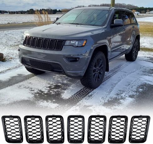 Set 7pcs Front Grille Grill Inserts Honeycomb Mesh Compatible with 2014 2015 2016 2017 2018 Jeep Cherokee in Saudi Arabia