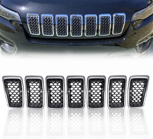 Set 7pcs Front Grille Grill Inserts Honeycomb Mesh Compatible with 2014 2015 2016 2017 2018 Jeep Cherokee in Saudi Arabia