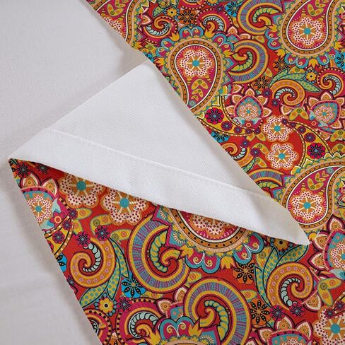 Paisley Valance Curtains for Living Room Bedroom Boho Paisley Floral Kitchen Curtains Valances Exotic Rod Pocket Window Treatment Curtain Valances for Windows Bathroom 1 Panel 52"x12" Red Orange in Saudi Arabia