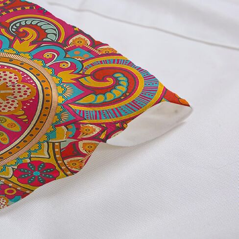 Paisley Valance Curtains for Living Room Bedroom Boho Paisley Floral Kitchen Curtains Valances Exotic Rod Pocket Window Treatment Curtain Valances for Windows Bathroom 1 Panel 52"x12" Red Orange in Saudi Arabia