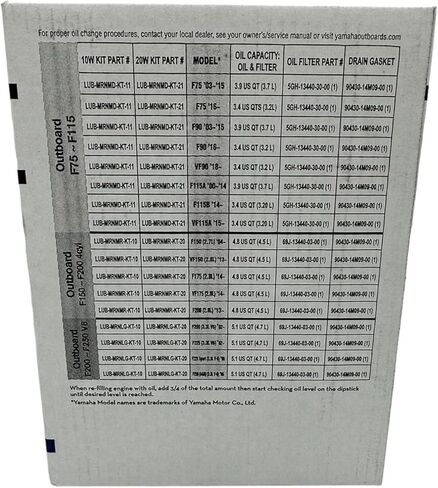 F200-F250 Yamalube 10W30 Marine Oil Change Kit Compatible with 2002-2024 Yamaha F225 Outboard Engine in Saudi Arabia