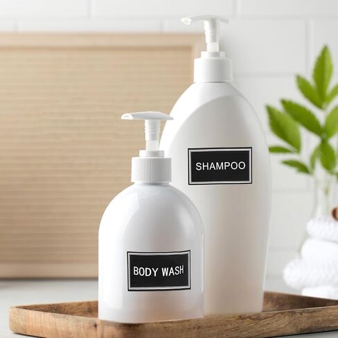 24 PCS Dish Soap Label Travel Hand Soap Sticker Waterproof Shampoo Label Toiletry Labels Bathroom Labels for Travel Size Bottles for Bottles, Bathroom, Soaps, Lotion, Shampoo (Black) in Saudi Arabia