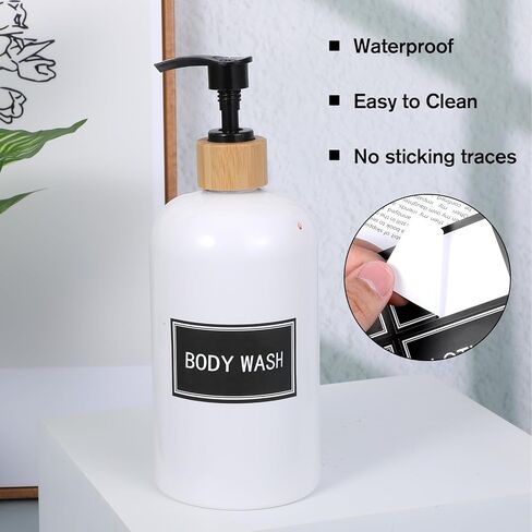 24 PCS Dish Soap Label Travel Hand Soap Sticker Waterproof Shampoo Label Toiletry Labels Bathroom Labels for Travel Size Bottles for Bottles, Bathroom, Soaps, Lotion, Shampoo (Black) in Saudi Arabia