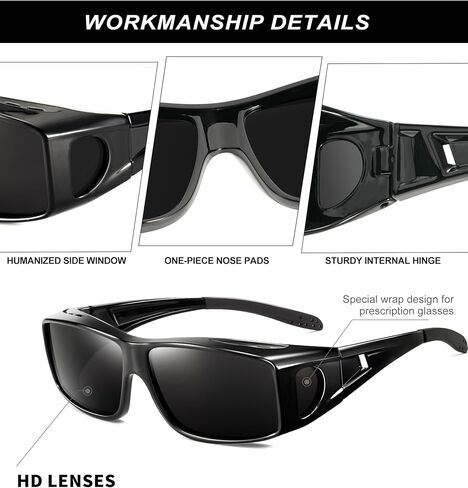 Fit Over Glasses Sunglasses for Men, Wrap Around Sunglasses Mens for Driving Fishing,3PACKS in Saudi Arabia