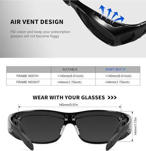 Fit Over Glasses Sunglasses for Men, Wrap Around Sunglasses Mens for Driving Fishing,3PACKS in Saudi Arabia