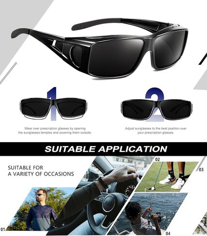 Fit Over Glasses Sunglasses for Men, Wrap Around Sunglasses Mens for Driving Fishing,3PACKS in Saudi Arabia