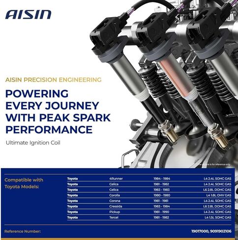 AISIN ESCT-00682 Ignition Coil - Compatible with Toyota Corolla 1980 1.8L, 4Runner 1984 2.4L, Corona 1981 2.4L,Pickup 1984-1990 2.4L, Celica 1981-1982 2.4L 2.8L, Cressida 1983-1984 2.8L in Saudi Arabia