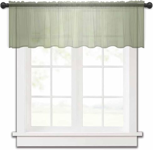 Sage Green Gradient Sheer Curtain Valances for Windows Kitchen Curtains Modern Minimalism Style Chiffon Window Treatments Rod Pocket Short Topper Valance for Living Room Bathroom Basement 54x18 Inch in Saudi Arabia
