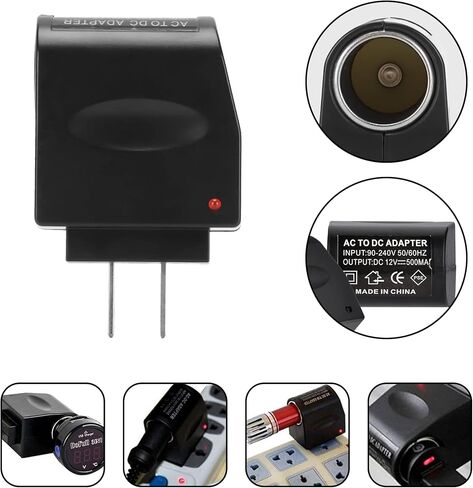AC to DC Car Cigarette Lighter Socket Adapter Converter, DC 12V 500mA Vehicle Power Supply Transformer Wall Plug, Automotive Power Supply Transformer Vehicle Female Sockets for Car Electronics in Kuwait