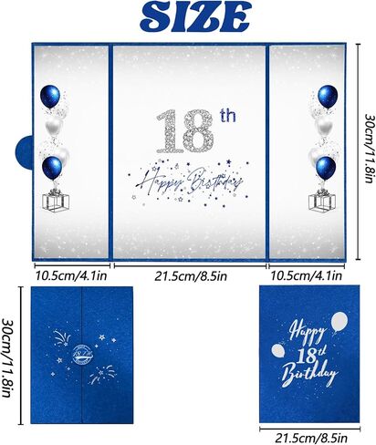Crenics 18th Birthday Decorations for Boy or Girls, Creative 18th Birthday Guest Book Alternative, Blue and Silver 18 Birthday Signature Book 18 x 12 inch, Great 18 Birthday Gifts in Kuwait