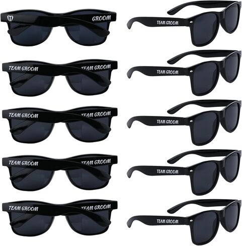 10 Pcs Groomsmen Gifts, Bachelor Party Favors, 1+9 Square Wedding Sunglasses for Groom, Team Groom, Mens Sunglasses Fashion Wedding Favors Bachelorette Party Accessories in Kuwait
