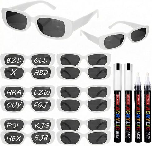 12 Pairs Sunglasses Bulk with 5 Pcs Marker Pens Adult Party Favors DIY Birthday Wedding Graduation Favors in Saudi Arabia
