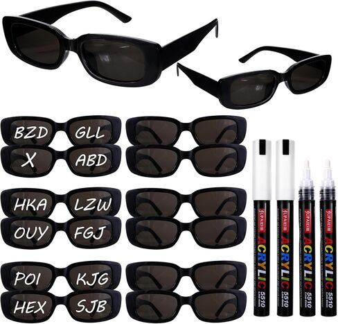 12 Pairs Sunglasses Bulk with 5 Pcs Marker Pens Adult Party Favors DIY Birthday Wedding Graduation Favors in Saudi Arabia