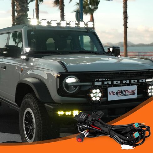 LIGHTFOX LED Light Bar Wiring Harness Kit-14AWG Wiring Kit with 12V Power Relay 40A Blade Fuse On/Off Flush Mounted Switch Dual DT 2-Pin Waterproof Connectors for LED Work Light-2 Lead (Square) in Saudi Arabia