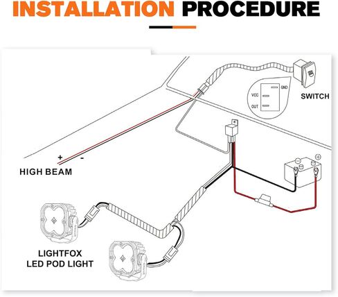 LIGHTFOX LED Light Bar Wiring Harness Kit-14AWG Wiring Kit with 12V Power Relay 40A Blade Fuse On/Off Flush Mounted Switch Dual DT 2-Pin Waterproof Connectors for LED Work Light-2 Lead (Square) in Saudi Arabia