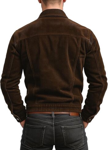 Men's Vintage Corduroy Lapel Jacket,Single Breasted Work Coat with Multi Pockets,Durable Warm Outerwear,Casual in Saudi Arabia
