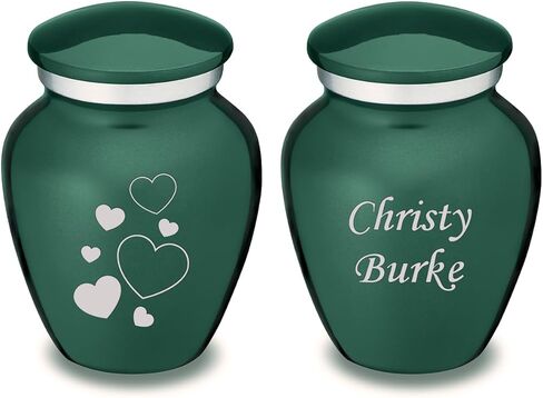 Geturns Embrace Keepsake Personalized Floating Heart Cremation Urns for Human Ashes I Green Funeral Urn for Women and Men with Double Side Engraving I 3.5 lbs in Saudi Arabia