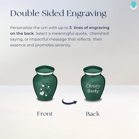 Geturns Embrace Keepsake Personalized Floating Heart Cremation Urns for Human Ashes I Green Funeral Urn for Women and Men with Double Side Engraving I 3.5 lbs in Saudi Arabia