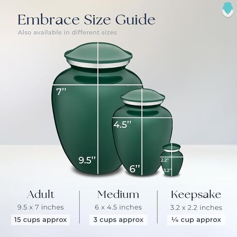 Geturns Embrace Keepsake Personalized Floating Heart Cremation Urns for Human Ashes I Green Funeral Urn for Women and Men with Double Side Engraving I 3.5 lbs in Saudi Arabia