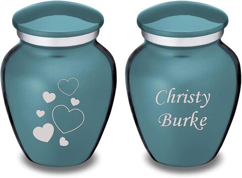 Geturns Embrace Keepsake Personalized Floating Heart Cremation Urns for Human Ashes I Green Funeral Urn for Women and Men with Double Side Engraving I 3.5 lbs in Saudi Arabia