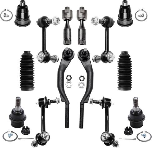 Detroit Axle - 14pc Front Suspension Kit for Chevy Trailblazer EXT GMC Envoy XL Isuzu Ascender Olds Bravada 4 Upper & Lower Ball Joints 4 Front Rear Sway Bar Links 4 Inner & Outer Tie Rods 2 Boots in Saudi Arabia