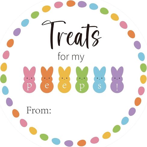 60Pcs Easter Stickers, 2" Treats for My Peeps Stickers, Easter Bunny Stickers, Easter from Name Stickers for Goodie Bag Envelope Seal Card Party Decors in Kuwait
