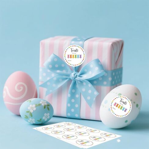 60Pcs Easter Stickers, 2" Treats for My Peeps Stickers, Easter Bunny Stickers, Easter from Name Stickers for Goodie Bag Envelope Seal Card Party Decors in Kuwait