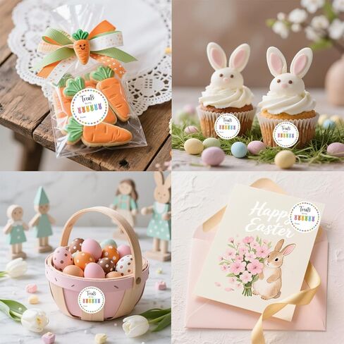 60Pcs Easter Stickers, 2" Treats for My Peeps Stickers, Easter Bunny Stickers, Easter from Name Stickers for Goodie Bag Envelope Seal Card Party Decors in Kuwait