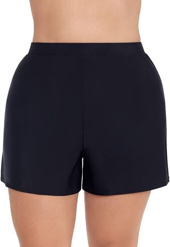 Miraclesuit Women's Swimwear Plus Size Tummy Control High Waistline Swim Shorts Bathing Suit Bottom, Black, 18W in Saudi Arabia
