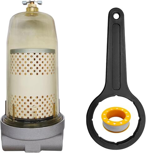496 Fuel Tank Filter Assembly, 30 Micron Max 25 Gpm 150 Psi Diesel Water Separator with Wrench & Tape, Diesel Fuel Tank Filter Replacement with 1" NPT Top Cap Replace# B10-AL in Kuwait